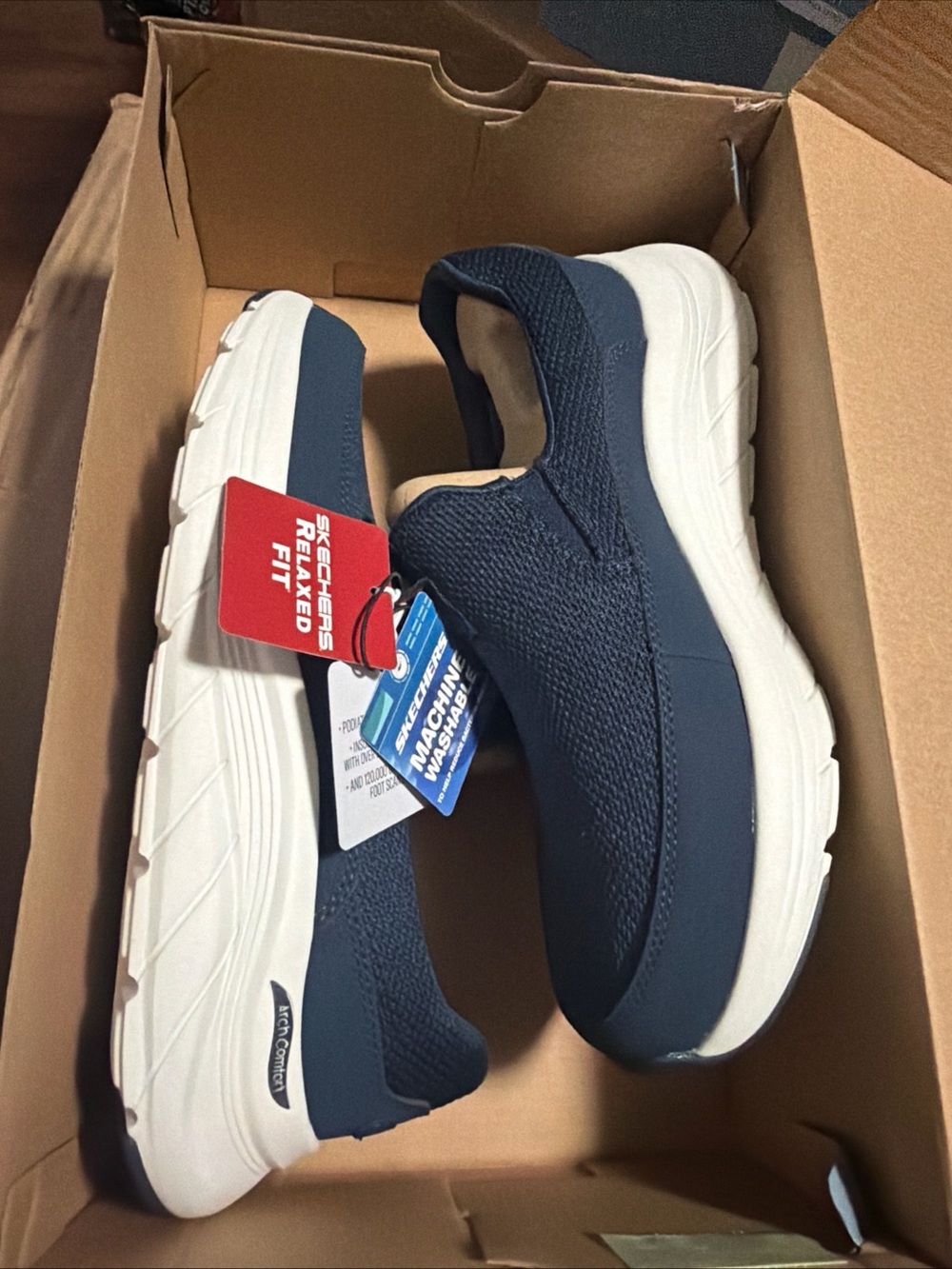 Skechers Arch Comfort Flex Men's Size 9.5 Slip-On Shoes Navy Relaxed Fit 66751S